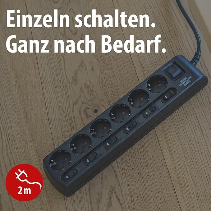 Brennstuhl 6er Steckdosenleiste einzeln schaltbar